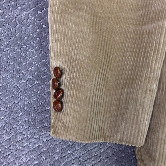 Lands End Corduroy Blazer Sport Coat Men's 41L Tan Elbow Patch Patches - Picture 3 of 15